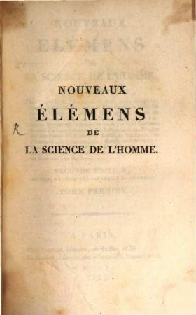 Nouveaux éléments de la science de l'homme, 1