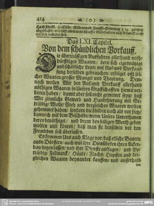 Das LXI. Capitel. Von dem schändlichen Vorkauff