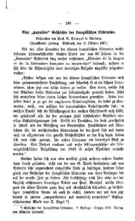 Eine "populäre" Geschichte der französischen Litteratur