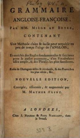 Grammaire Angloise-Françoise