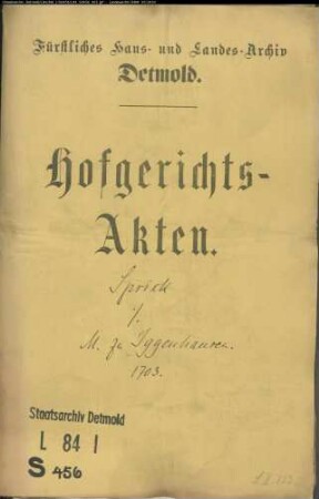 Sprick, Franz Kord gegen Meier zu Iggenhausen - Schuldforderung