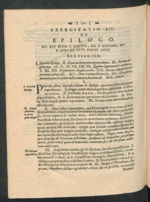 Exercitatio XIV. De Epilogo