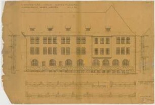 Fischer, Theodor; Jena; Universität - Westflügel (Grundrisse, Ansichten, Schnitte)