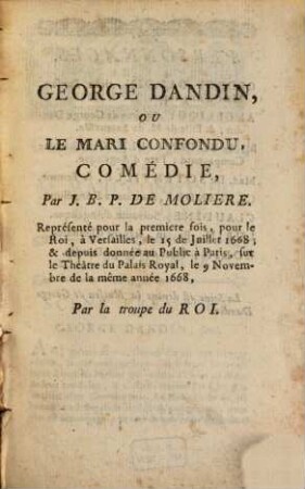 George Dandin, ou le mari confondu : comédie