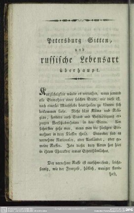 Petersburg Sitten, und russische Lebensart überhaupt