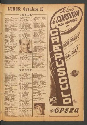 [Programa de] Lunes: Octubre 15