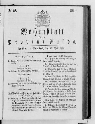 Nr. 28, Ausgabe vom 10. Juli 1841