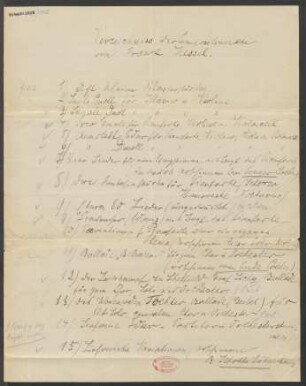 Verzeichnis der Compositionen von Franz Kessel