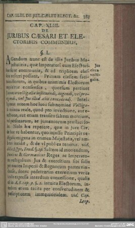 Cap. XLIII. De Iuribus Caesari Et Electoribus Communibus
