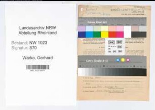 Entnazifizierung Gerhard Warko , geb. 13.07.1897 (Studienrat)