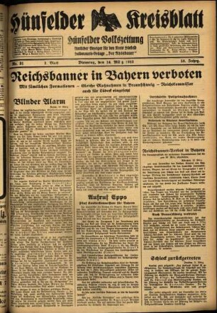 Zweite Ausgabe vom Dienstag, den 14. März 1933.