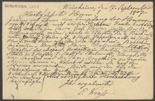 Brief an B. Schott's Söhne : 17.09.1907