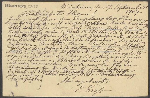 Brief an B. Schott's Söhne : 17.09.1907