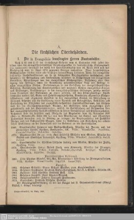 A. Die kirchlichen Oberbehörden