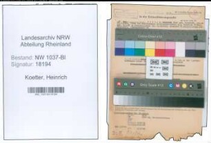 Entnazifizierung Heinrich Koetter , geb. 02.06.1889 (Krim.Sekretaer)
