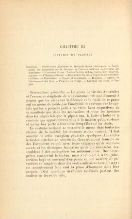Chapitre III. Costumes et papures