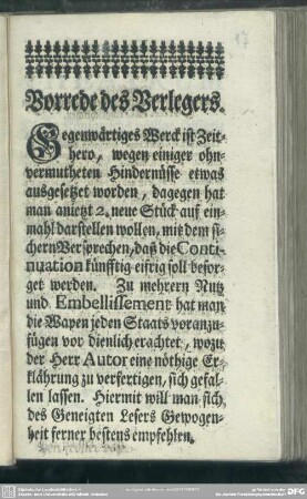 Vorrede des Verlegers