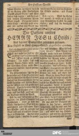 Die Passion unsers HERRN JESU CHRISTI