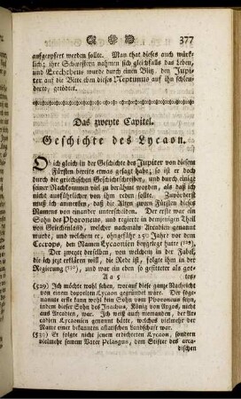 Das zweyte Capitel. Geschichte des Lycaon.