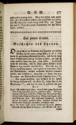 Das zweyte Capitel. Geschichte des Lycaon.