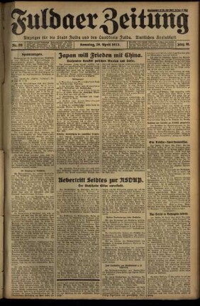 Ausgabe vom Samstag, den 29. April 1933.