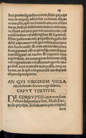 An Qui Virginem Violarit, violatam ducere cogi debeat. Caput Tertium.