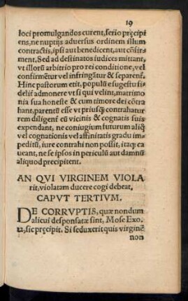 An Qui Virginem Violarit, violatam ducere cogi debeat. Caput Tertium.