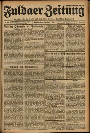 Ausgabe vom Donnerstag, den 22. April 1926.