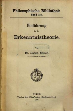 Einführung in die Erkenntnistheorie