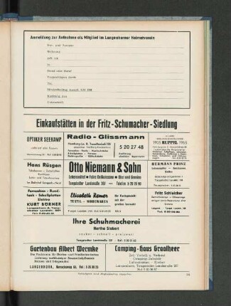 Anmeldung zur Aufnahme als Mitglied im Langenhorner Heimatverein