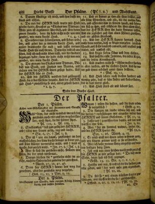 Der 1. Psalm. Lehre von Glückseligkeit der Frommen und Straffe der Gottlosen. - Der 76. Psalm. Gott seiner Kirche Schutzwehr.