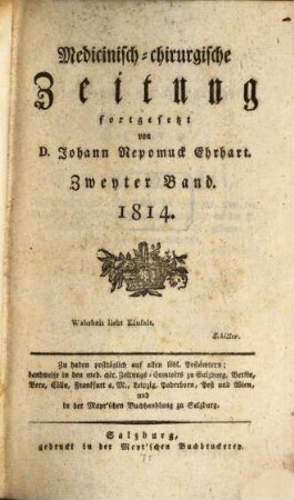 Medicinisch-chirurgische Zeitung. 1814, 2