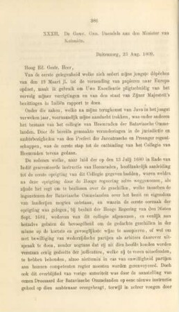 XXXII. De Gouv. Gen. Daendels aan den Minister van Kolonien ... 23 Aug. 1809