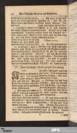 IV. Von Göttlicher Vorsorge und Erhaltung.