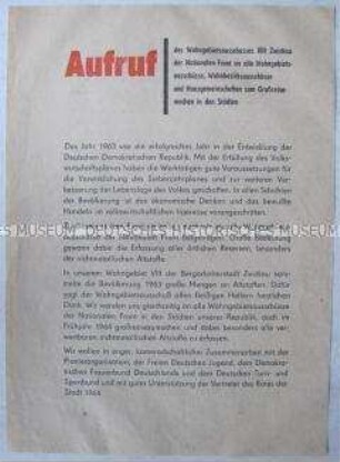 Propagandaflugblatt der Nationalen Front mit einem Aufruf zur Sammlung von Sekundärrohstoffen