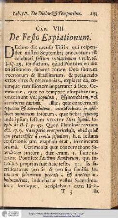 CAP. VIII. De Festo Expiationum.