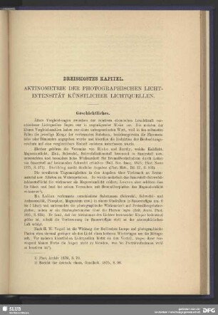 Dreissigstes Kapitel, Aktinometrie der photographischen Lichtintensität künstlicher Lichtquellen