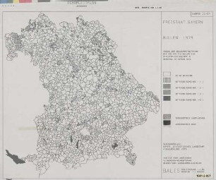 Anzahl der Bullenmastbetriebe mit 180 bis 210 Bullen einschließlich Kälber je Gemeinde in Bayern 1979, Agrarleitplan, Wertungskarte