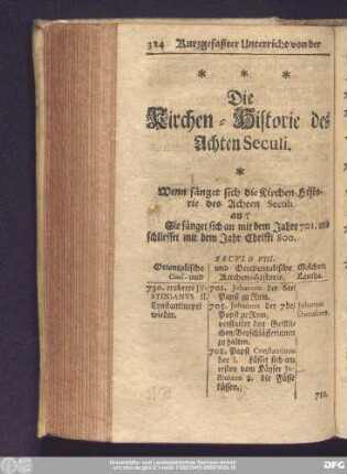 Die Kirchen-Historie des Achten Seculi.