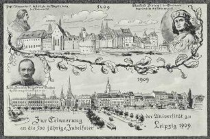 Zur Erinnerung an die 500 jährige Jubelfeier der Universität zu Leipzig 1909.