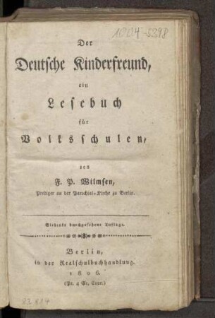 Der Deutsche Kinderfreund, ein Lesebuch für Volksschulen
