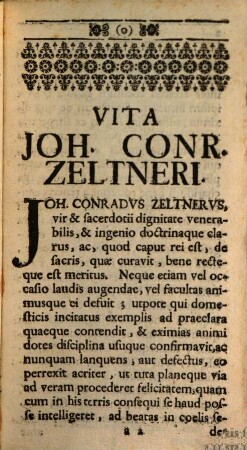 Vita Joh. Conrad. Zeltneri, Pastor. Altenthannens. & Ecclesiae Altdorf. Vicarii