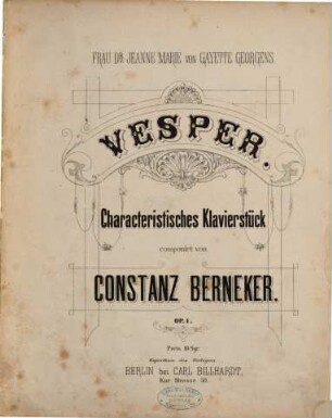 Vesper : charakteristisches Klavierstück ; Op. 1