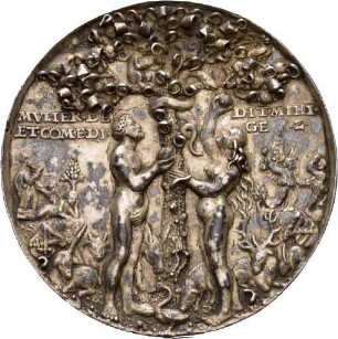 Medaille von Hans Reinhart mit Sündenfall und Kreuzigung