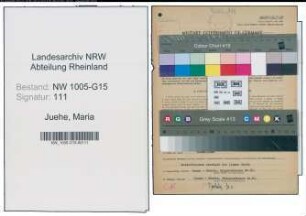Entnazifizierung Maria Juehe , geb. 22.06.1907 (Schneiderin)