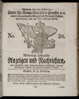 No. 26. Montags, den 1ten Julii, 1754.