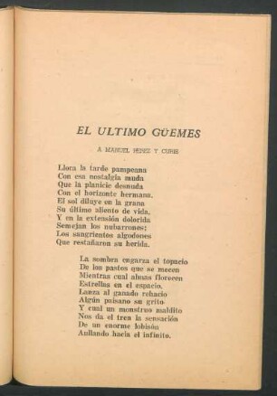 El último Güemes : A Manuel Pérez Y Curis