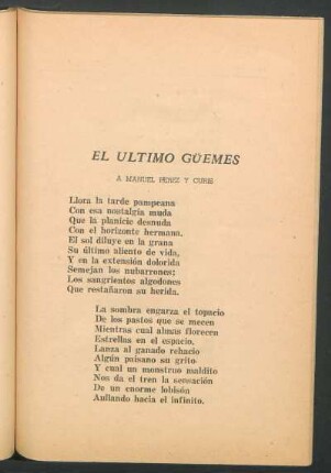 El último Güemes : A Manuel Pérez Y Curis