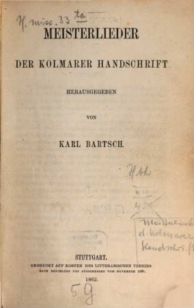 Meisterlieder der Kolmarer Handschrift