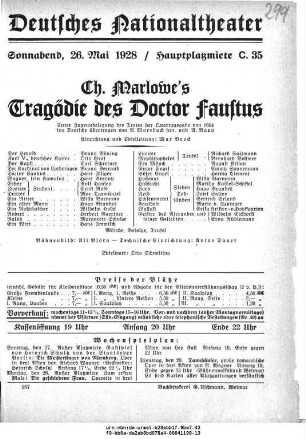 Ch. Marlowe's Tragödie des Doctor Faustus